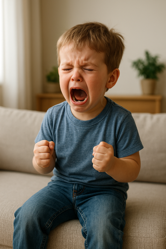 Enfant criant avec la bouche grande ouverte